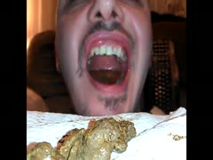 Pervert guy shows off his mouth full of poop